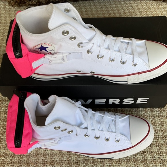 Converse CTAS Buckle Up Hi White/Neo Pink/White MN - Picture 3 of 16